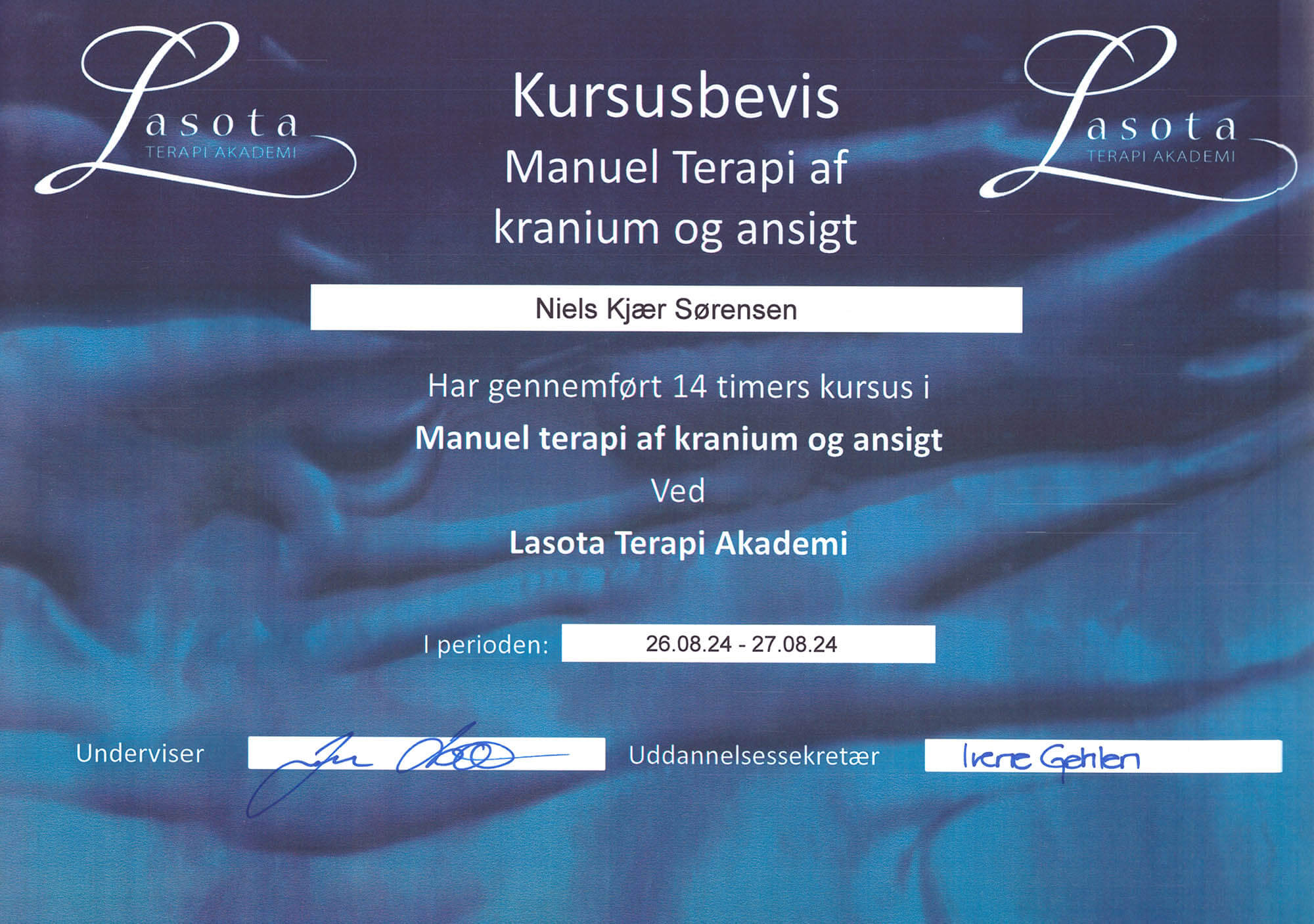 Kursusbevis: Manuel terapi af kranium og ansigt